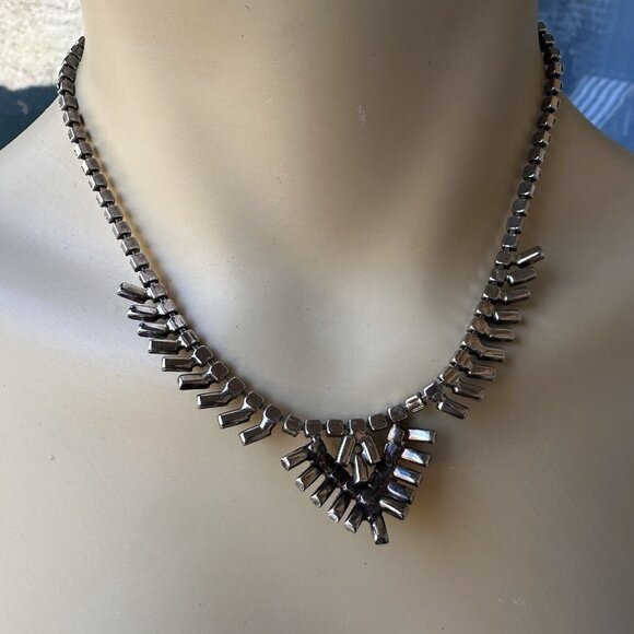 VTG 1950s Choker Necklace 15" Aurora Purple Crystal Rhinestone Earrings 1" - Picture 8 of 12